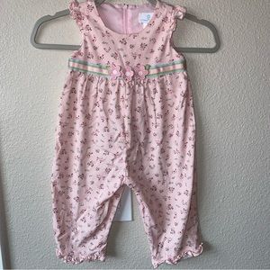 Florence Eiseman Pink Floral Cord Overall Romper